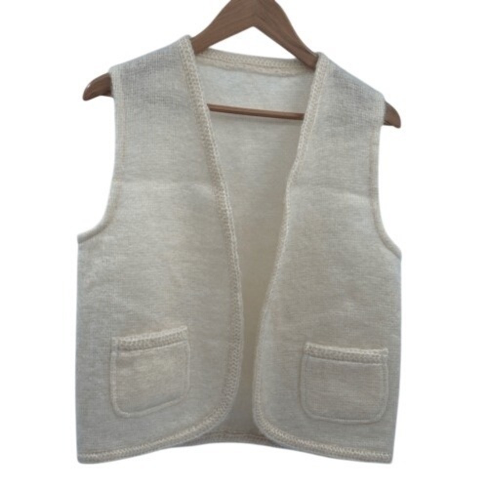 Vintage Donegal Design Vest Wool Mohair Women‎ Size Small Off White Ireland